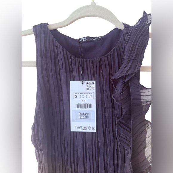 Zara Flowey Grey Small NWT Dress - Picture 6 of 7